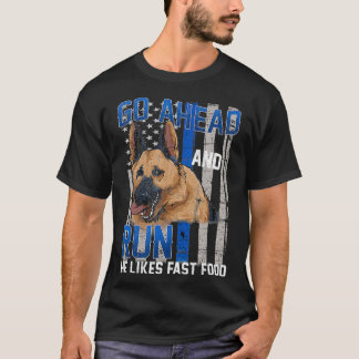 Camiseta Bandera delgada de la Línea Azul perro policía pas