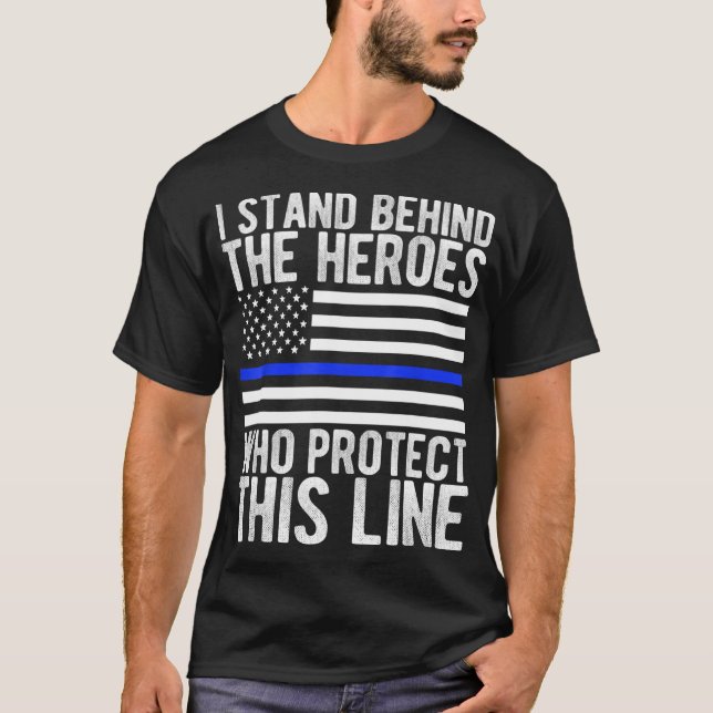 Camiseta Bandera delgada de la Línea Azul - Policía Héroe (Anverso)