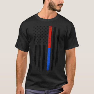 Camiseta Bandera delgada de la Línea Azul roja apoya al bom