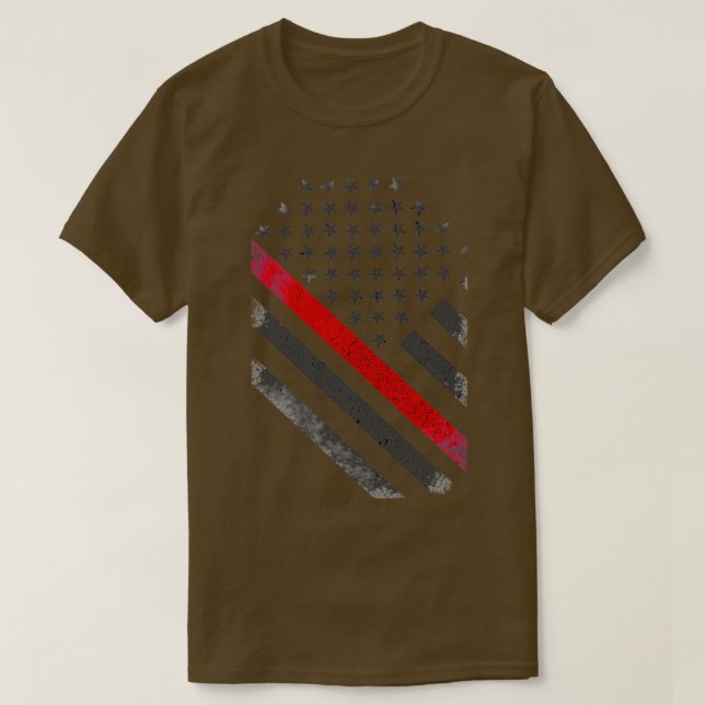 Camiseta Bandera Delgada De La Línea Roja Para Los Bomberos (Diseño del anverso)