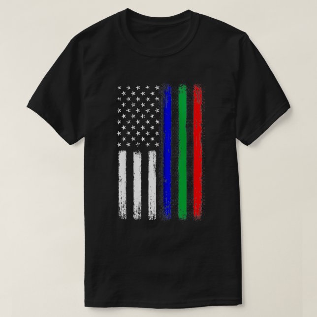 Camiseta Bandera delgada de la Línea Roja Verde, bombero po (Diseño del anverso)