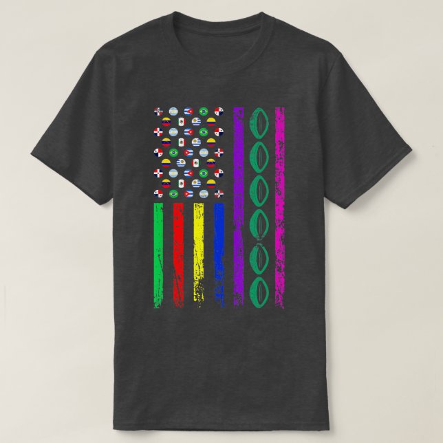 Camiseta Bandera deportiva estadounidense Patrimonio hispan (Diseño del anverso)