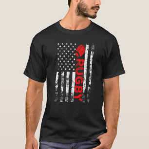 Camiseta Bandera Deportiva Estadounidense Rugby Vintage