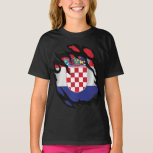 Camiseta Bandera Desgarrada De Croacia