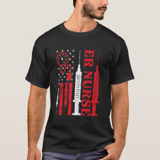 Camiseta Bandera Deteriorada Para Enfermeras De Urgencias