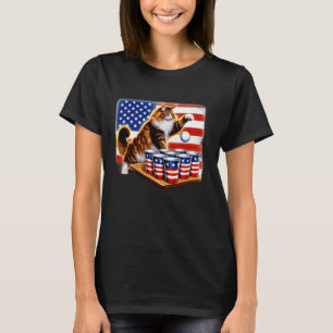 Camiseta Bandera divertida de EE. UU. 4 de julio Maine Coon