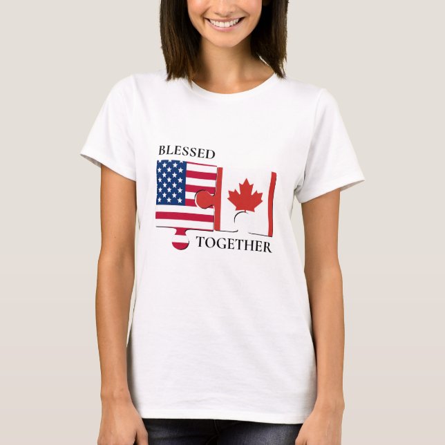 Camiseta Bandera doble de CANADÁ de EE.UU. personalizada (Anverso)