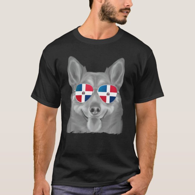 Camiseta Bandera dominicana de Vallhund Sueca Gafas de sol (Anverso)