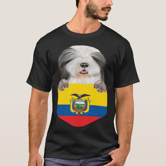 Camiseta Bandera Ecuatoriana Con La Cabeza De Collie Dog En (Anverso)