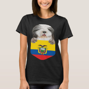 Camiseta Bandera Ecuatoriana Con La Cabeza De Collie Dog En