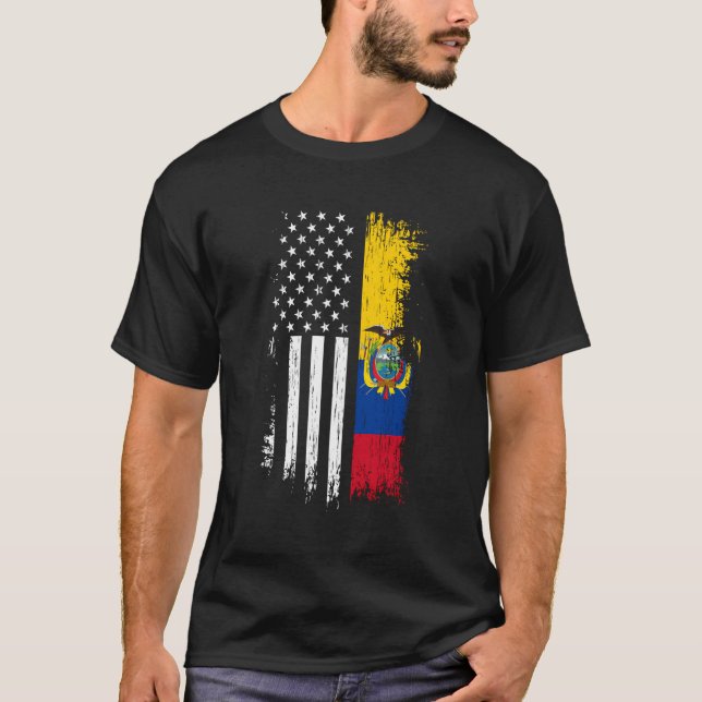 Camiseta Bandera Ecuatoriana Estadounidense Orgullo Hoodie  (Anverso)