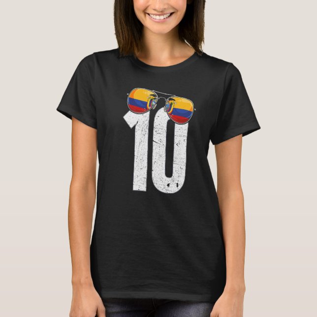 Camiseta Bandera ecuatoriana número 10 de jugador de fútbol (Anverso)