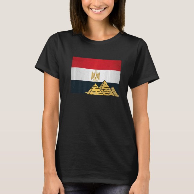 Camiseta Bandera Egipcia Con La Egitología De Las Pirámides (Anverso)