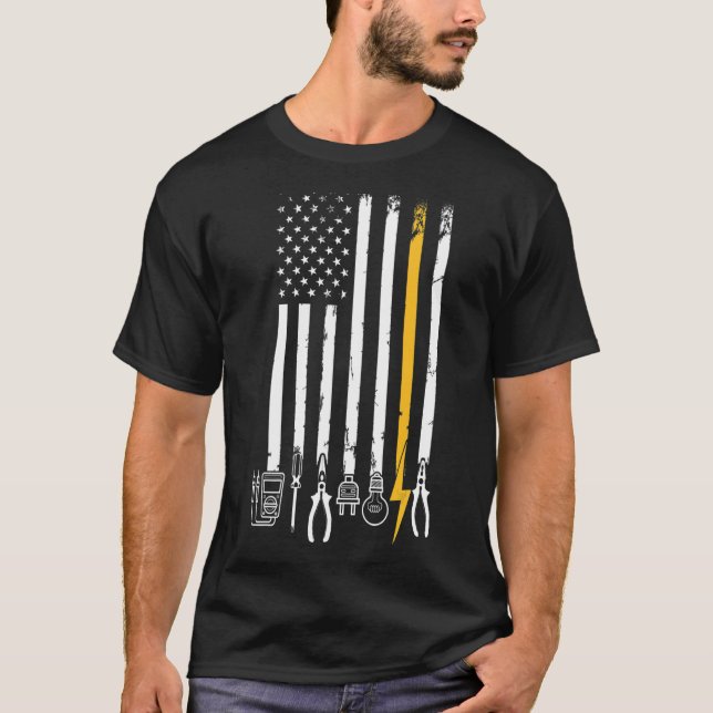 Camiseta Bandera electrónica estadounidense para herramient (Anverso)