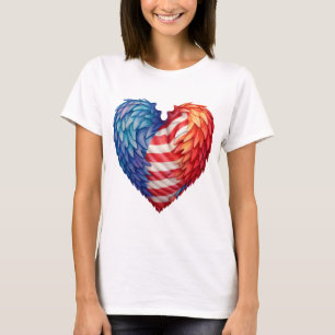 CAMISETA BANDERA EN FORMA DE CORAZÓN AZUL BLANCO ROJO CON P