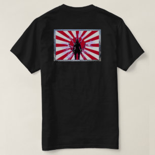 Camiseta Bandera enmarcada japonesa y guerrero samurái del 
