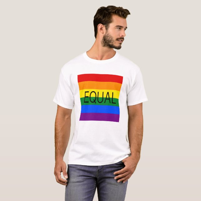 Camiseta Bandera EQUAL de Orgullo Gay (Anverso completo)