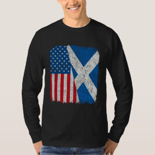 Camiseta Bandera Escocesa Americana Mitad USA Escocia Raíz