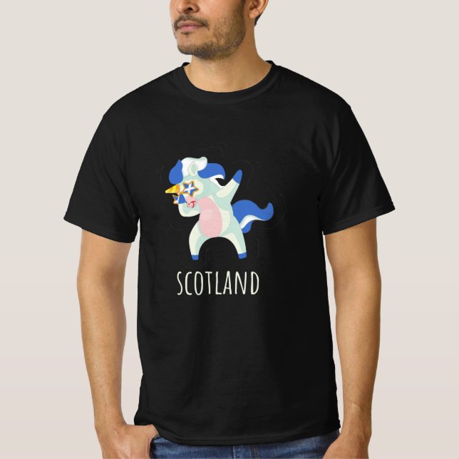 Camiseta Bandera escocesa Dabbing Unicorn (Anverso)