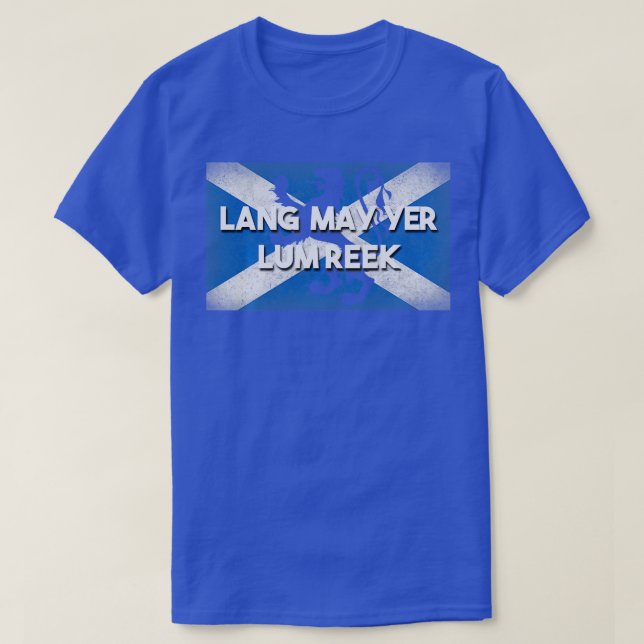 Camiseta Bandera escocesa Escocia Lang May Yer Lum Reek Phr (Diseño del anverso)