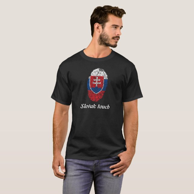 Camiseta Bandera eslovaca de la huella dactilar del tacto (Anverso completo)