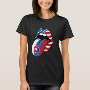 Camiseta Bandera eslovaca mitad estadounidense graciosa de 