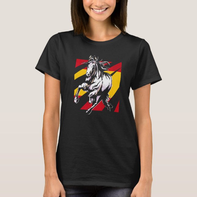 Camiseta Bandera Española de Caballos Montando Herradura Ec (Anverso)