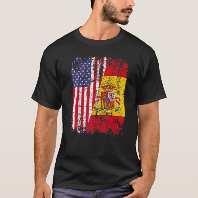 Camiseta Bandera Española Estadounidense España Usa Bandera (Anverso)