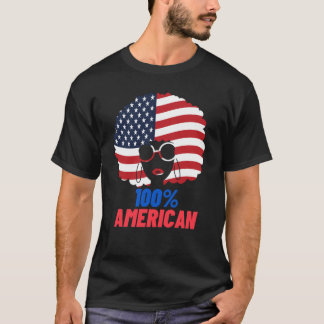Camiseta Bandera estadounidense 100% afroamericana afro pat