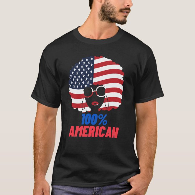 Camiseta Bandera estadounidense 100% afroamericana afro pat (Anverso)