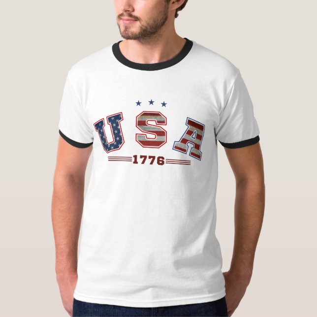 Camiseta Bandera Estadounidense 1776 4 De Julio Día De Los  (Anverso)