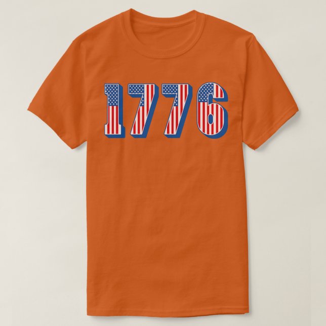 Camiseta Bandera estadounidense 1776 Textos (Diseño del anverso)