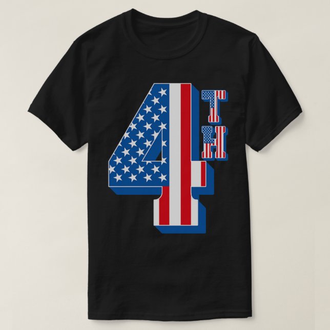 Camiseta Bandera estadounidense 4º texto (Diseño del anverso)