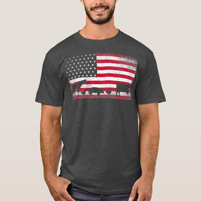 Camiseta Bandera estadounidense 4 de julio cerdo de gallina (Anverso)