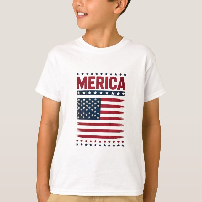 Camiseta Bandera estadounidense 4 de julio de Merica (Anverso)
