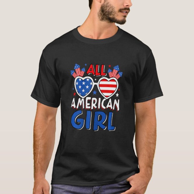 Camiseta Bandera Estadounidense 4 De Julio Para Mujeres Tod (Anverso)