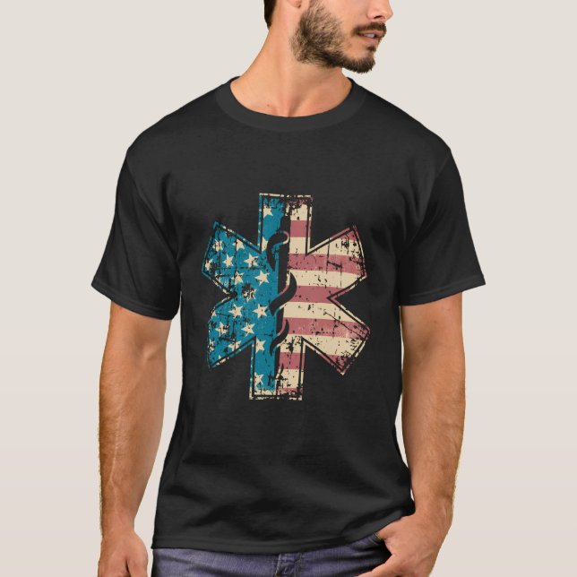 Camiseta Bandera Estadounidense 4 De Julio Patriot Emt Para (Anverso)