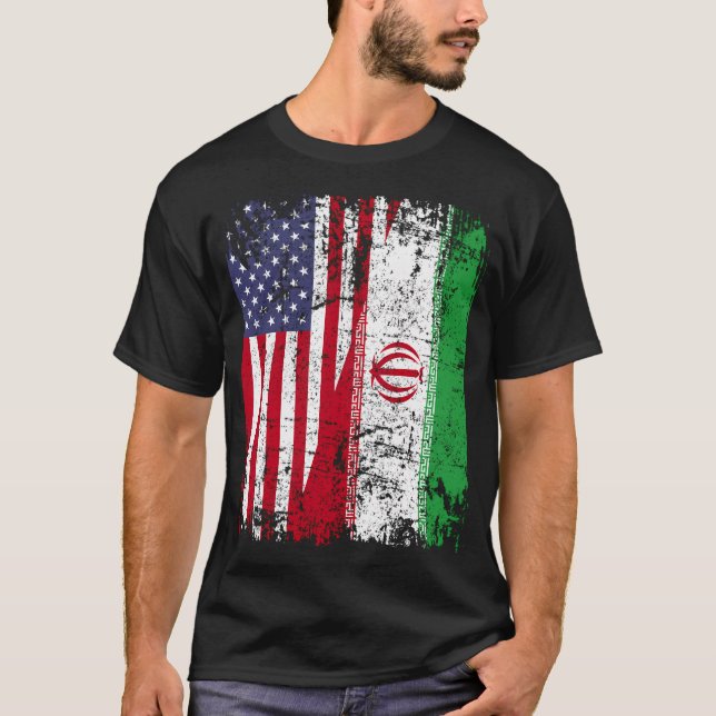 Camiseta Bandera estadounidense a medias por Irán (Anverso)