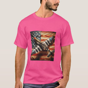 Camiseta Bandera estadounidense afectada por el avión de gu