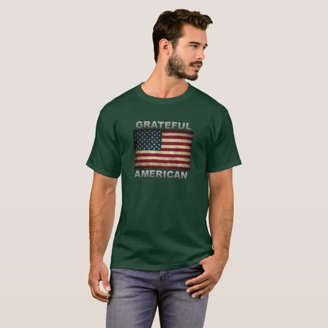 Camiseta Bandera estadounidense - Agradecido estadounidense (Anverso completo)