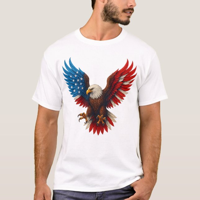 Camiseta Bandera estadounidense Águila Patriótica del águil (Anverso)