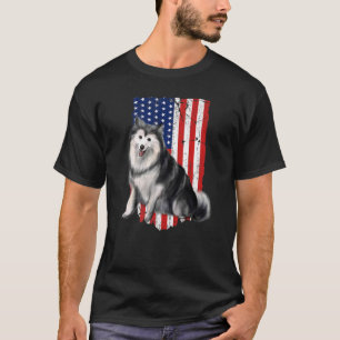 Camiseta Bandera Estadounidense Alaskan Malamute 4 De Julio