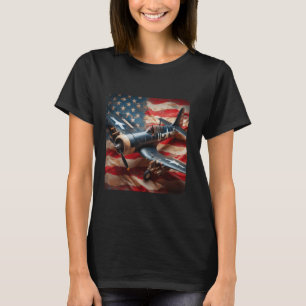 Camiseta Bandera estadounidense alterada en el avión de gue