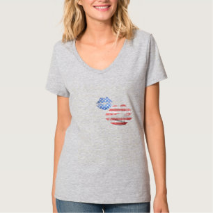 Camiseta Bandera estadounidense americana angustiada Labios