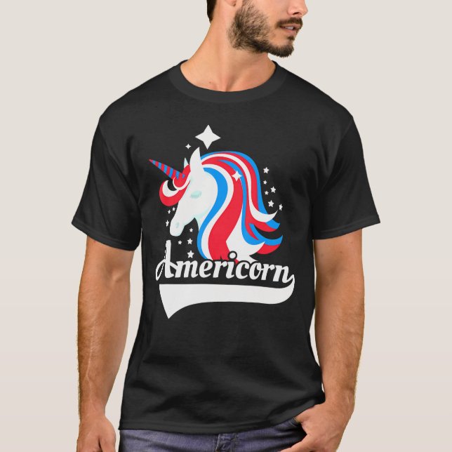 Camiseta Bandera estadounidense americornio Unicorn Estados (Anverso)