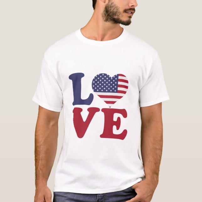 Camiseta Bandera estadounidense amor patriótico (Anverso)