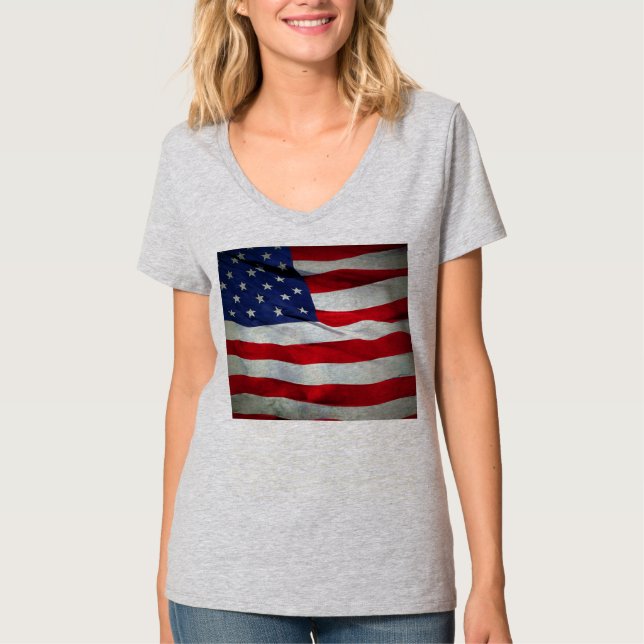 Camiseta Bandera estadounidense angustiada (Anverso)