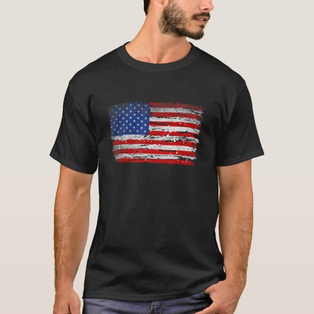 Camiseta Bandera estadounidense angustiada Patriótica Estad (Anverso)