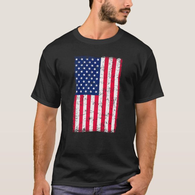 Camiseta Bandera estadounidense angustiada Patriótica Estad (Anverso)