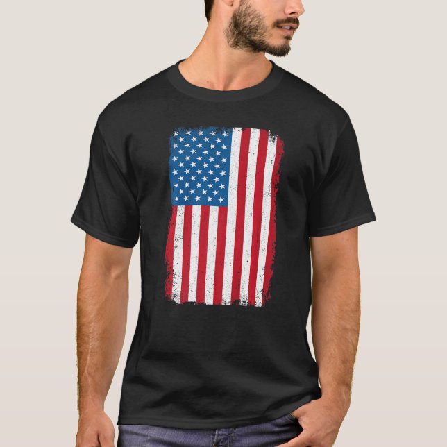 Camiseta Bandera estadounidense angustiada Patriótica Estad (Anverso)